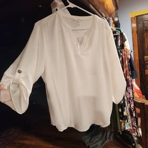 Maurices Ivory Blouse with Buttoned Sleeves